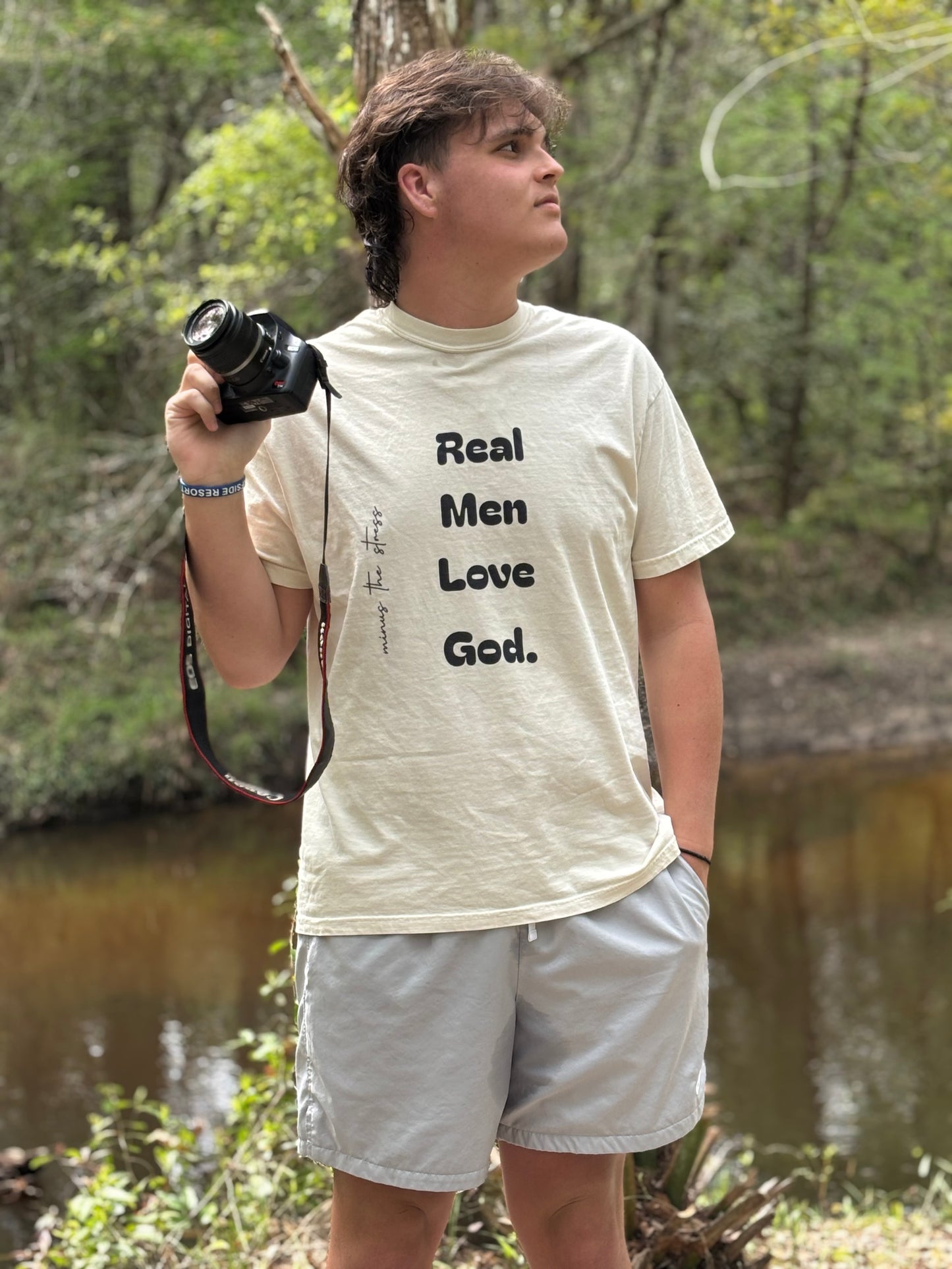 Men's Garment-Dyed T-Shirt - 'Real Men Love God' Inspirational Tee